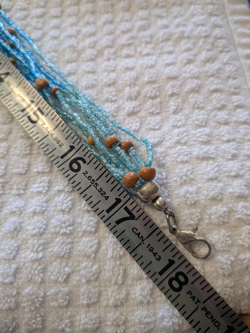 Multi Strand Sea Bead Necklace With Wood Accent Beads - Picture 8 of 9